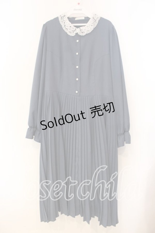 画像1: m petit by misako / AM*レースエリプリーツワンピース 3L アオ O-25-12-30-086-LO-OP-OW-OS (1)