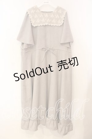 画像: m petit by misako / レースセーラーワンピース 3L グレー O-25-12-30-087-LO-OP-OW-OS