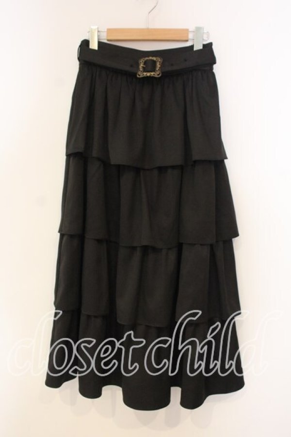 画像1: axes femme / ボリュームティアードスカート F クロ O-25-12-30-094-AX-SK-OW-OS (1)