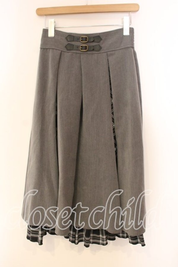 画像1: axes femme / チェック切替ベルト付スカート F グレー O-25-12-30-095-AX-SK-OW-OS (1)
