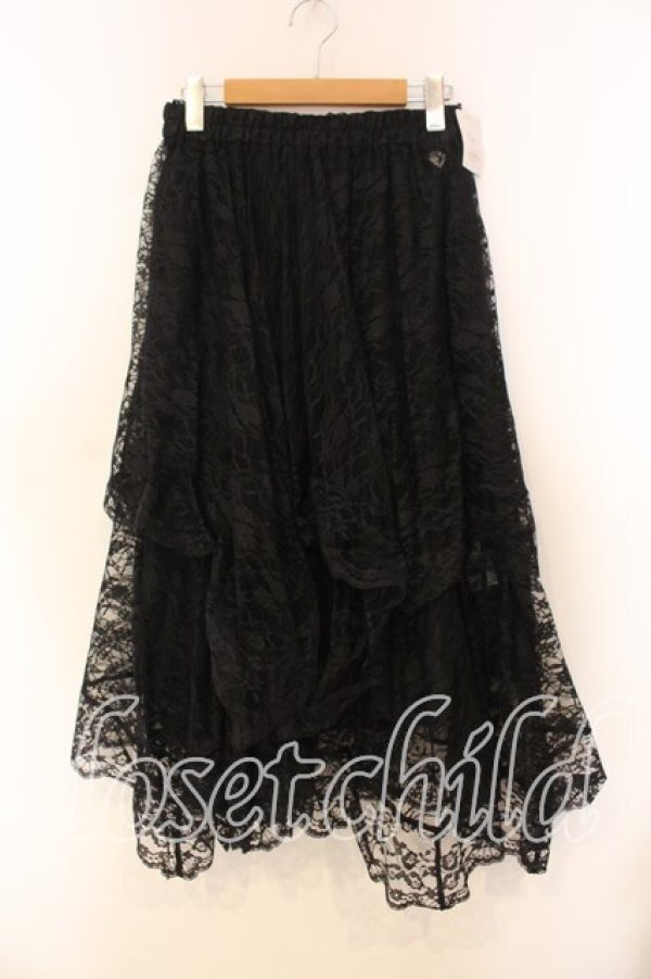 画像1: axes femme / ペチ付イレヘムレーススカート F クロ O-25-12-30-096-AX-SK-OW-OS (1)