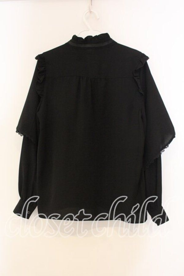 画像2: axes femme / レイヤードフレア袖ブラウス F クロ O-25-12-30-097-AX-BL-OW-OS (2)