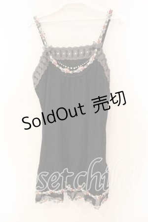 画像: axes femme / フラワーレース使いキャミソール M クロ O-25-12-30-107-AX-TO-OW-ZT362