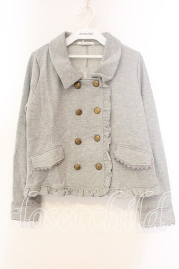 画像1: axes femme / フリルライダース風カットカーデ M グレー O-25-12-30-108-AX-TO-OW-OS (1)