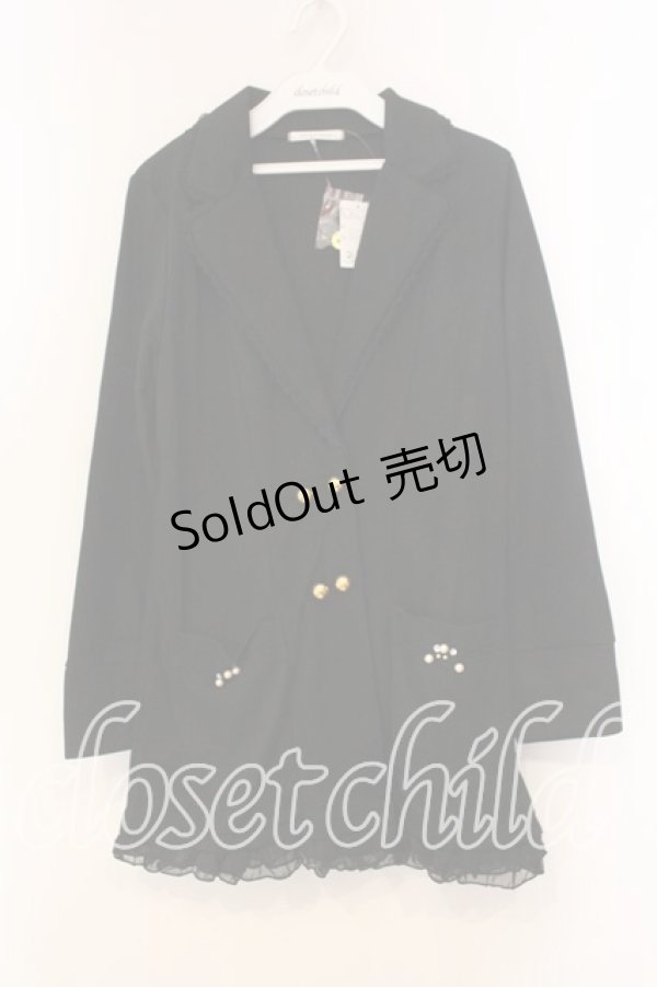 画像1: axes femme / Wボタンロングテーラーカーディガン M クロ O-25-12-30-111-AX-TO-OW-OS (1)