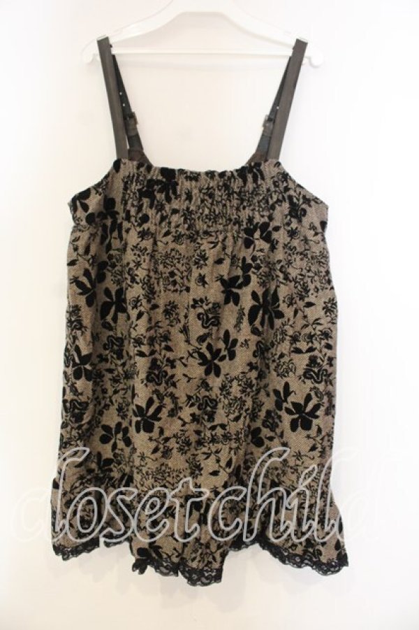 画像2: axes femme / フロッキー使いチュニックワンピース M ブラウン O-25-12-30-115-AX-TO-OW-OS (2)