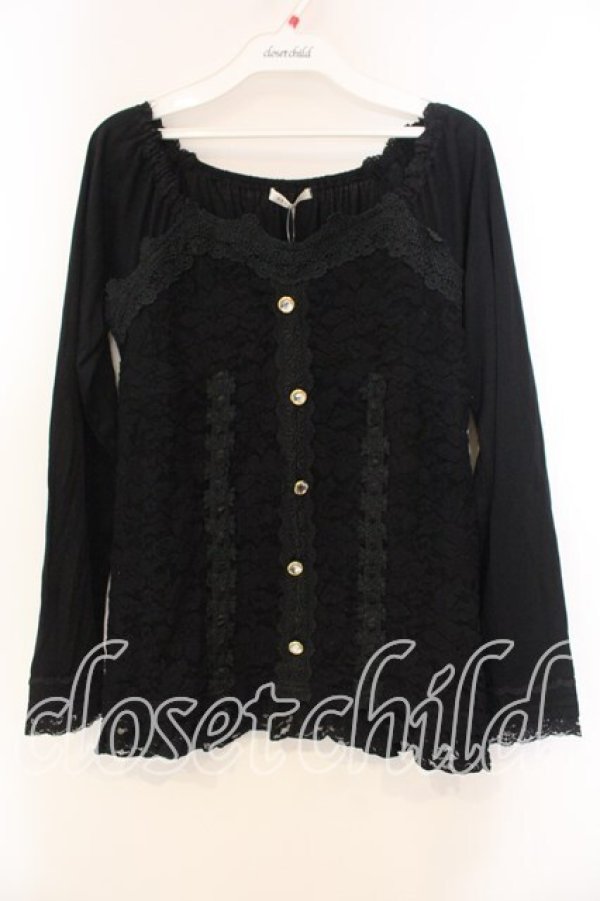 画像1: axes femme / 総レースビスチェ風プルオーバー M クロ O-25-12-30-118-AX-TO-OW-OS (1)