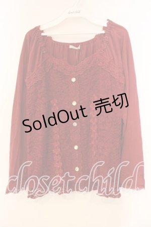 画像: axes femme / 総レースビスチェ風プルオーバー M アカ O-25-12-30-119-AX-TO-OW-OS