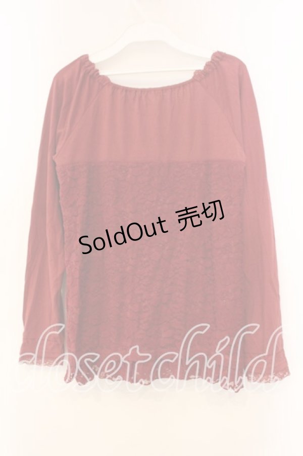 画像2: axes femme / 総レースビスチェ風プルオーバー M アカ O-25-12-30-119-AX-TO-OW-OS (2)