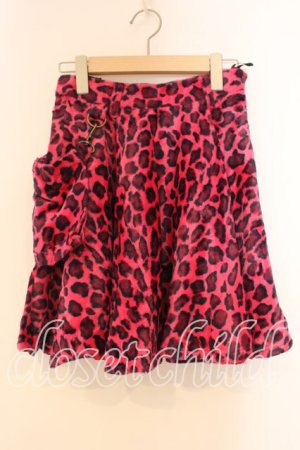 画像: ALGONQUINS / ポーチ付きレオパード起毛スカート  ピンク O-25-12-30-121-AL-SK-OW-OS