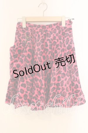 画像: ALGONQUINS / ポーチ付きレオパード起毛スカート  ピンク O-25-12-30-121-AL-SK-OW-OS