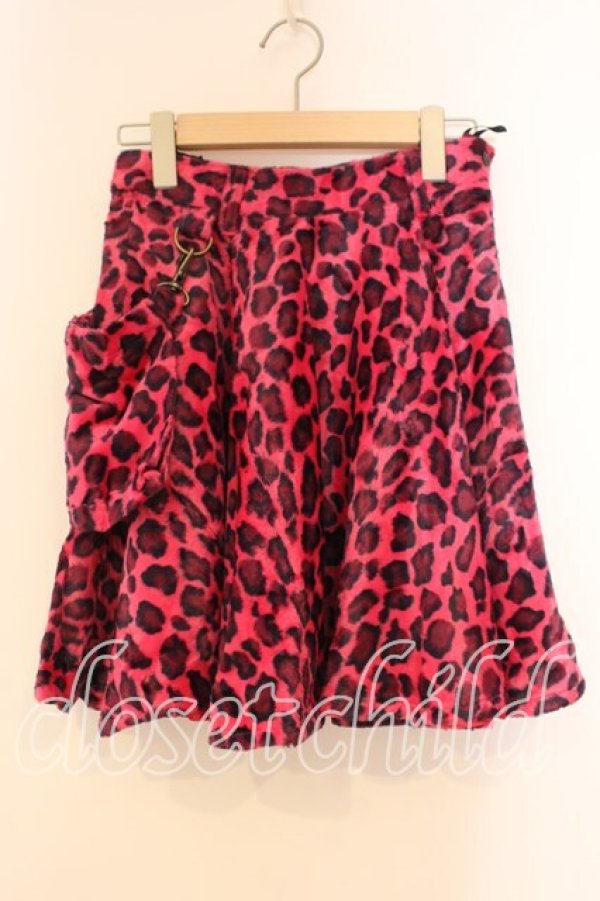 画像1: ALGONQUINS / ポーチ付きレオパード起毛スカート  ピンク O-25-12-30-121-AL-SK-OW-OS (1)