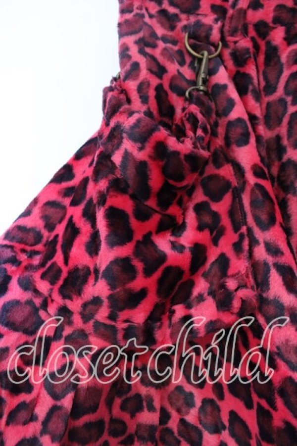 画像2: ALGONQUINS / ポーチ付きレオパード起毛スカート  ピンク O-25-12-30-121-AL-SK-OW-OS (2)