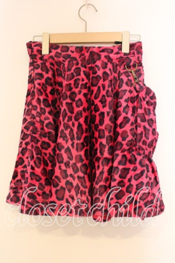 画像3: ALGONQUINS / ポーチ付きレオパード起毛スカート  ピンク O-25-12-30-121-AL-SK-OW-OS (3)