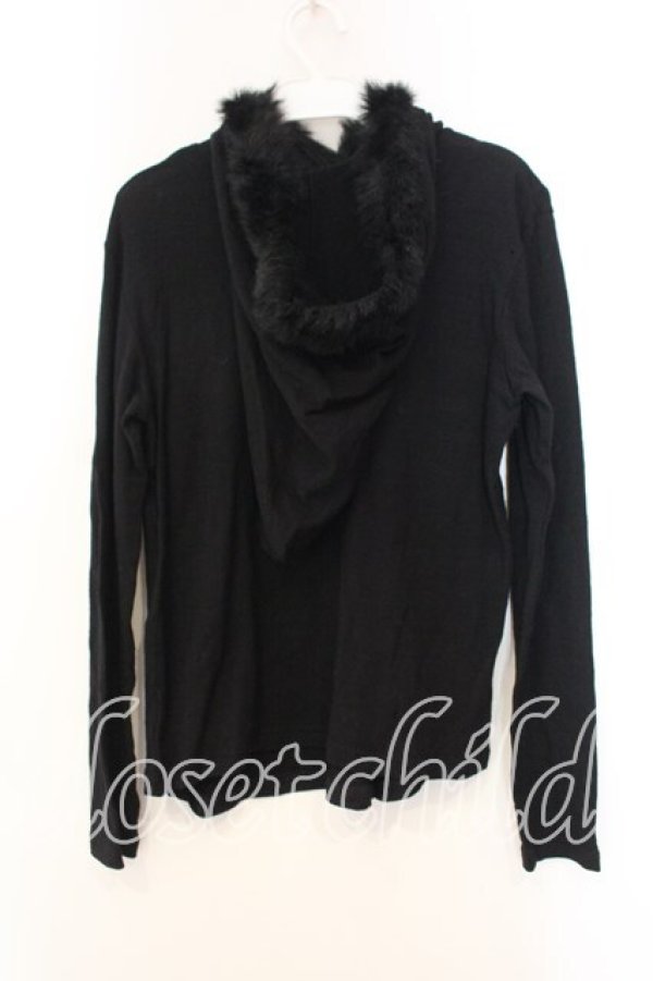 画像2: ALGONQUINS / ファー切り替えパーカー  ブラック O-25-12-30-122-AL-TO-OW-OS (2)