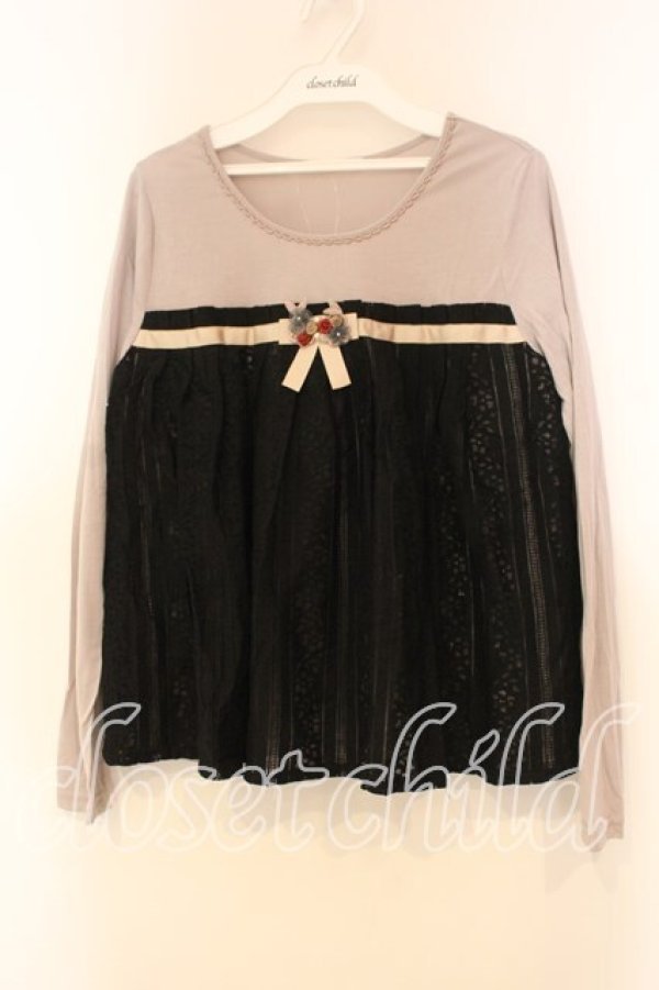 画像1: axes femme / ビスチェ風切り替えプルオーバー M クロ O-25-12-30-124-AX-TO-OW-OS (1)