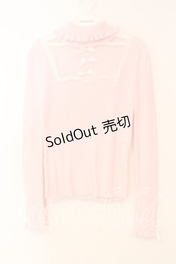 画像1: Swankiss / ドットチュールデコルテテレコタートルネックトップス F ピンク O-25-12-30-011-CA-TO-YM-OS (1)