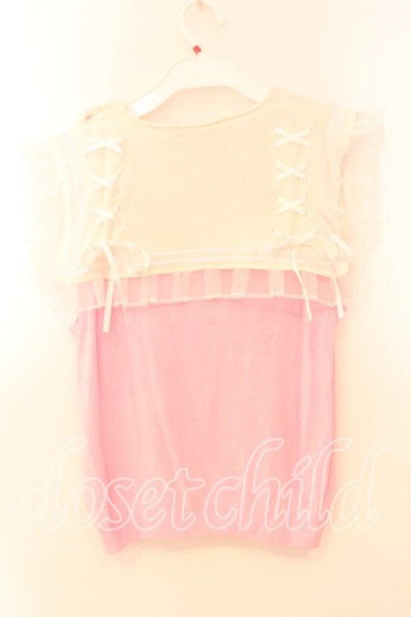 画像3: Swankiss / セーラニットベスト F ピンクｘシロ O-25-12-30-012-CA-TO-YM-OS (3)