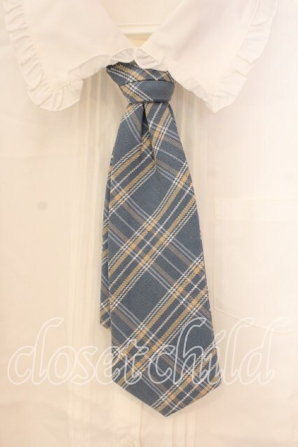 画像3: Secret Honey / チェックタイ&リボンタイブラウス 2 シロｘブルー O-25-12-30-013-CA-BL-YM-OS (3)