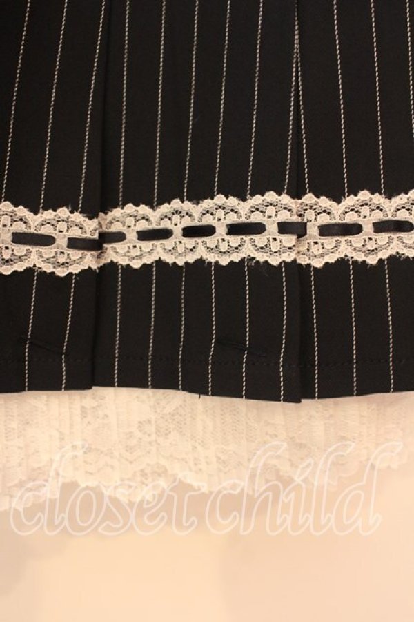 画像2: Secret Honey / ロゴ刺繍ストライプスカート 2 ブラックｘシロ O-25-12-30-015-CA-SK-YM-OS (2)