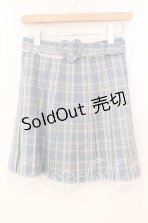 画像: Secret Honey / ハートバックルベルト付きツイードスカート 2 ブルーグレイ O-25-12-30-016-CA-SK-YM-OS