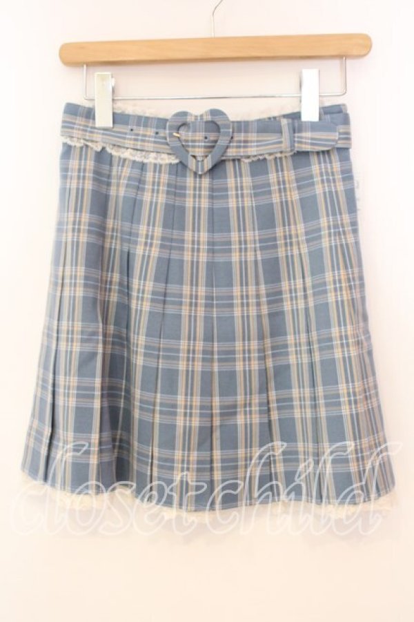 画像1: Secret Honey / ハートバックルベルト付きツイードスカート 2 ブルーグレイ O-25-12-30-016-CA-SK-YM-OS (1)