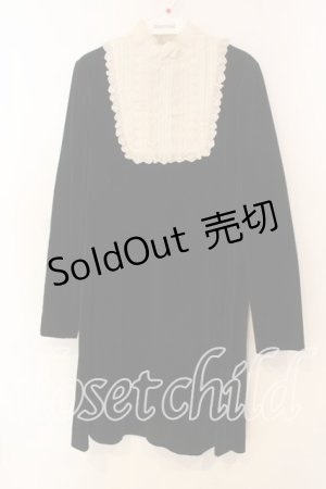 画像: Jane Marple / レースヨークカラー付き別珍ワンピース M クロ×生成り O-25-12-30-018-JM-OP-IG-OS