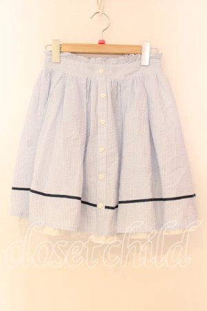 画像: Ank Rouge / サッカーストライプスカート  サックス×シロ O-25-12-30-024-CA-SK-IG-ZT359