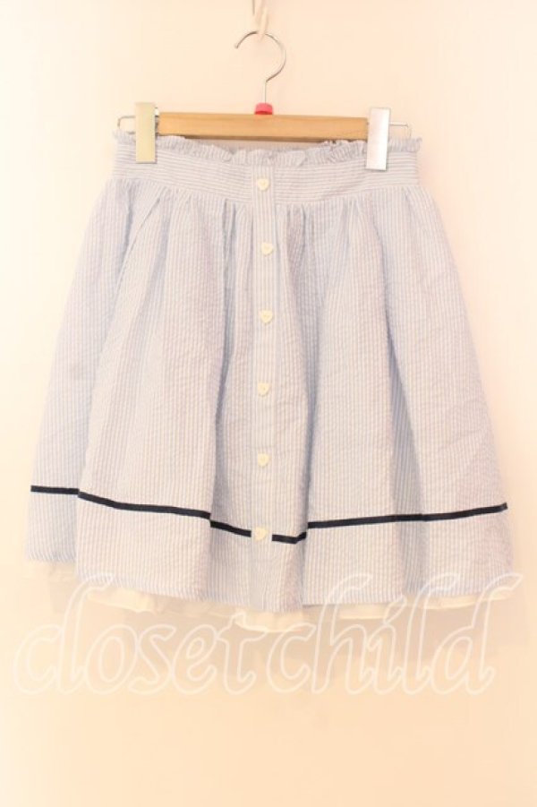 画像1: Ank Rouge / サッカーストライプスカート  サックス×シロ O-25-12-30-024-CA-SK-IG-OS (1)