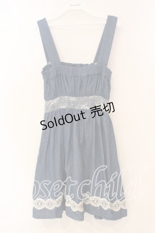 画像1: Ank Rouge / レース配色ジャンパースカート  インディゴ O-25-12-30-025-CA-OP-IG-OS (1)