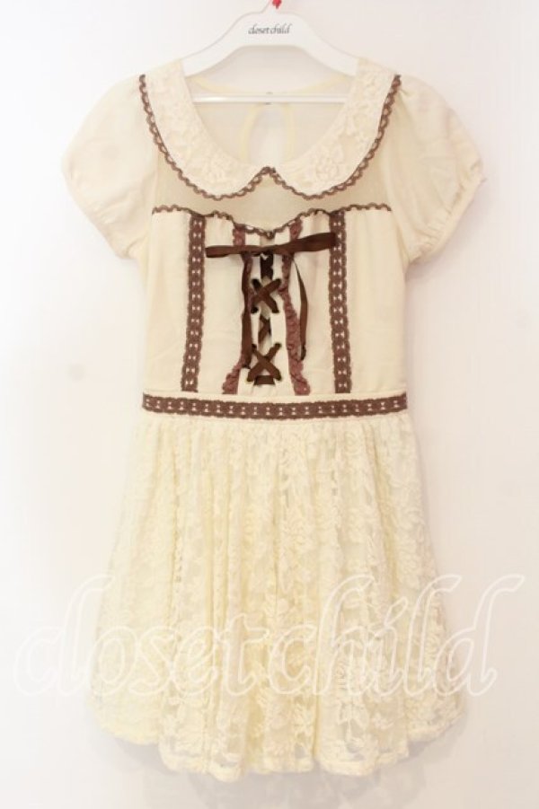 画像1: LIZ LISA / ドッキング半袖ワンピース  アイボリー O-25-12-30-028-LO-OP-IG-OS (1)