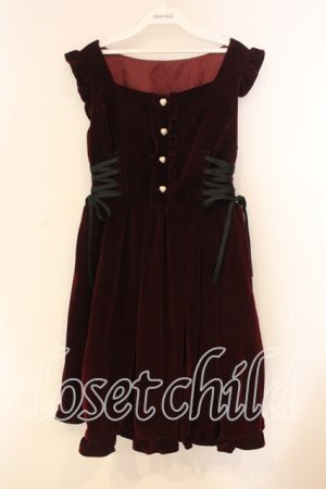 画像: axes femme POETIQUE / サイドレースアップジャンドレ M ワイン O-26-01-05-028-AX-OP-OW-ZT0107X