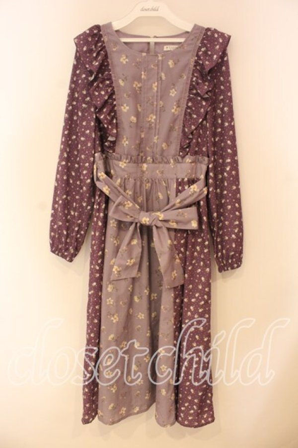 画像1: axes femme / 花柄切替ワンピース M ラベンダー O-26-01-05-038-AX-OP-OW-ZT0107X (1)