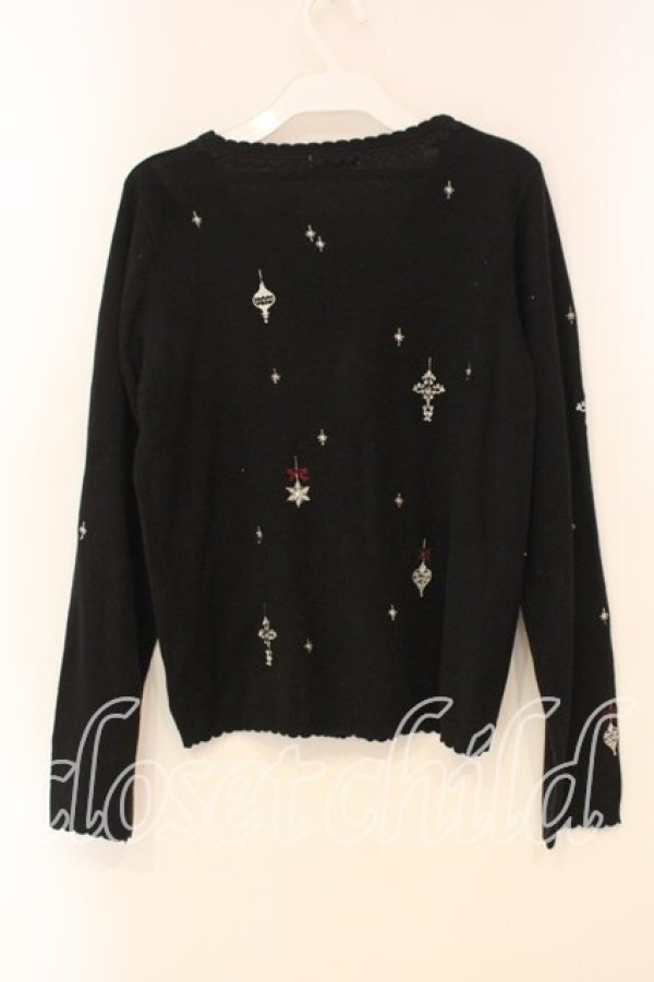 画像2: axes femme / オーナメント刺繍ニットカーディガン M クロ O-26-01-05-042-AX-TO-OW-ZT0107X (2)