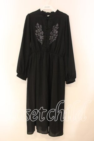 画像: axes femme / チャイナ刺繍ワンピース M クロ O-26-01-05-044-AX-OP-OW-ZT0107X