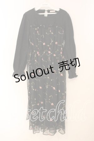 画像: axes femme POETIQUE / チュール切替花柄ワンピース M クロ O-26-01-05-045-AX-OP-OW-ZT0107X