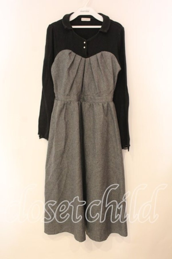 画像1: axes femme / レイヤード風ワンピース M クロ O-26-01-05-051-AX-OP-OW-ZT0107X (1)