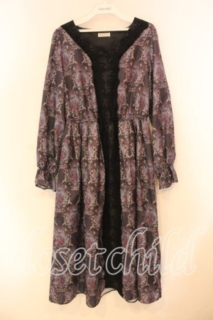 画像: axes femme / ローズガーランド柄ロングワンピース F クロ O-26-01-05-053-AX-OP-OW-ZT0107X