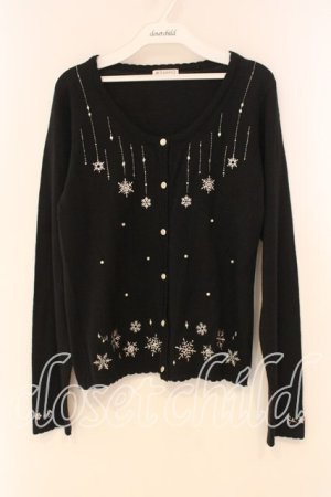 画像: axes femme / 雪の結晶刺繍カーディガン M クロ O-26-01-05-054-AX-TO-OW-ZT0107X