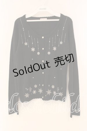 画像: axes femme / 雪の結晶刺繍カーディガン M クロ O-26-01-05-054-AX-TO-OW-ZT536
