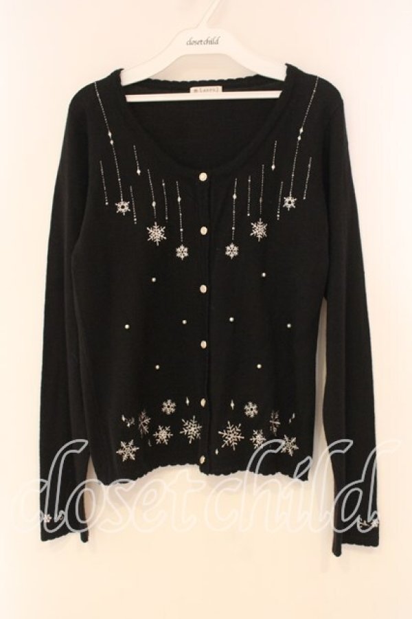 画像1: axes femme / 雪の結晶刺繍カーディガン M クロ O-26-01-05-054-AX-TO-OW-ZT0107X (1)
