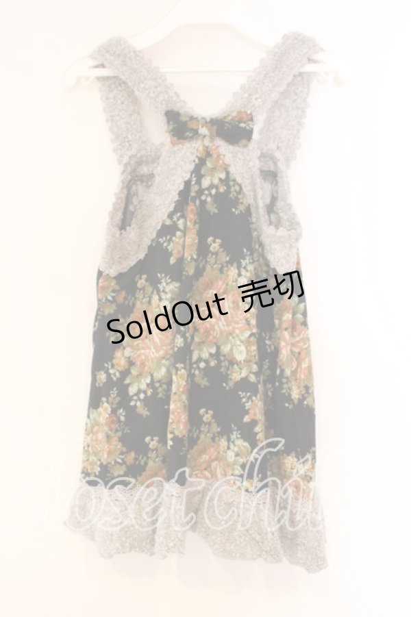 画像2: axes femme / 花柄アウターキャミ M クロ O-26-01-05-063-AX-TO-OW-OS (2)