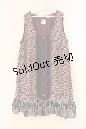 画像: axes femme / ヒョウ柄切替チュニック M パープル O-26-01-05-068-AX-OP-OW-OS