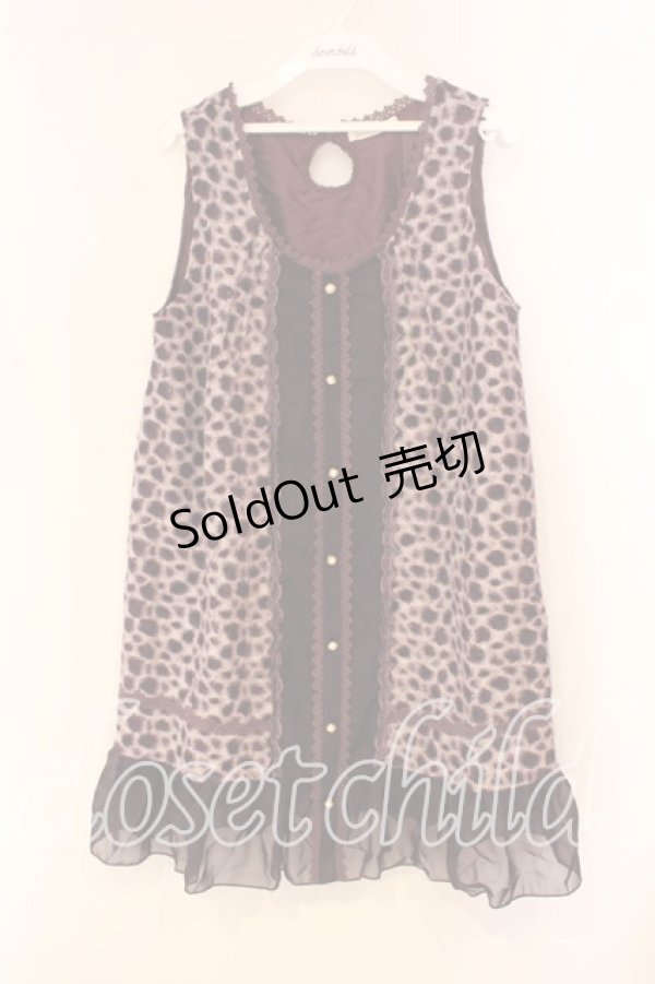 画像1: axes femme / ヒョウ柄切替チュニック M パープル O-26-01-05-068-AX-OP-OW-OS (1)