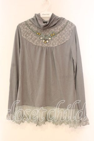 画像: axes femme / 裾レース使いタートルプルオーバー M グレー O-26-01-05-075-AX-TO-OW-ZT0107X