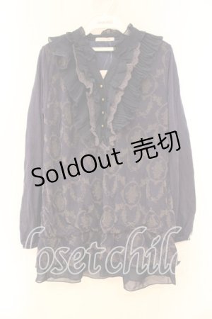 画像: axes femme / フロッキープリント入プルオーバー M ネイビー O-26-01-05-080-AX-TO-OW-OS