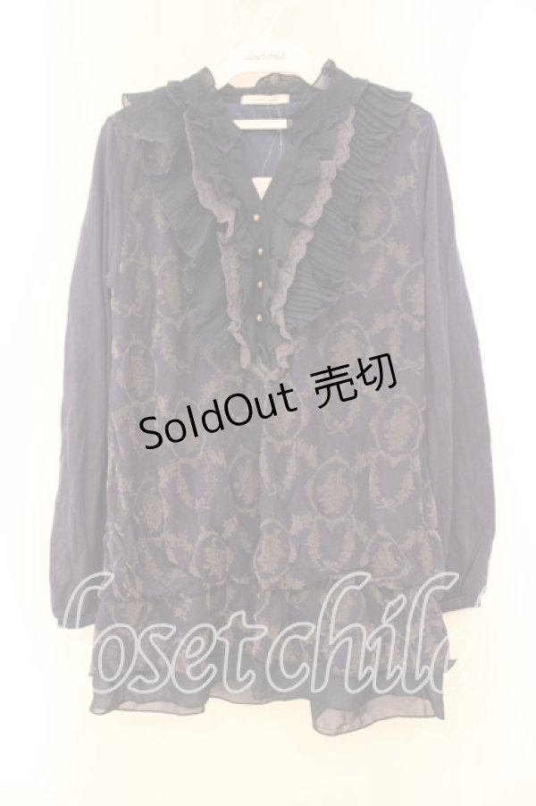 画像1: axes femme / フロッキープリント入プルオーバー M ネイビー O-26-01-05-080-AX-TO-OW-OS (1)