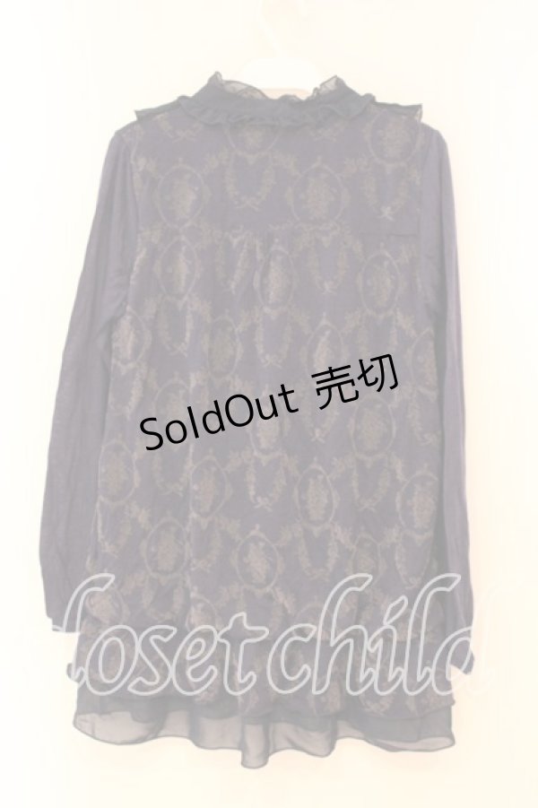 画像2: axes femme / フロッキープリント入プルオーバー M ネイビー O-26-01-05-080-AX-TO-OW-OS (2)