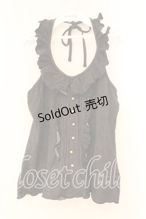 画像1: axes femme / フリルホルターキャミソール M クロ O-26-01-05-081-AX-TO-OW-OS (1)