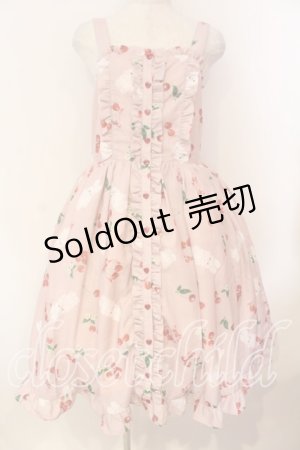 画像: Chalmiere / チェリーバニー柄ジャンスカ  ピンク O-26-01-05-006-0-OP-IG-OS